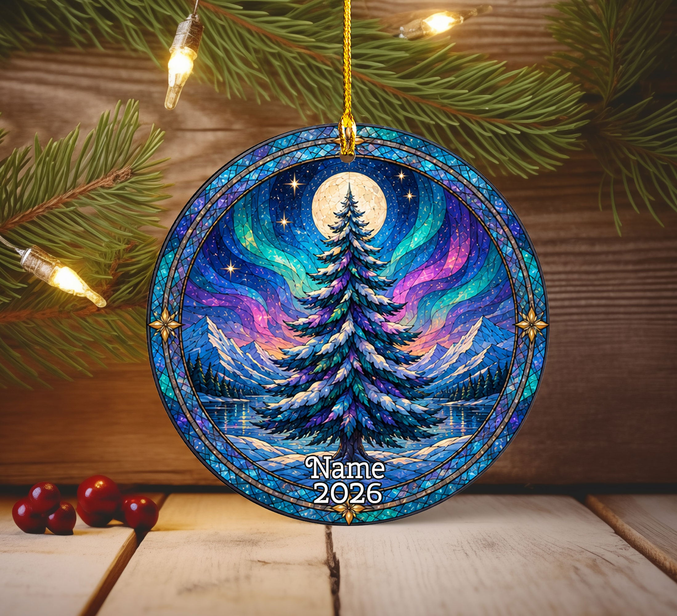 Christmas Tree Keepsake Ornament 2026, Northern Lights Holiday Ornament, Aurora Winter Decoration