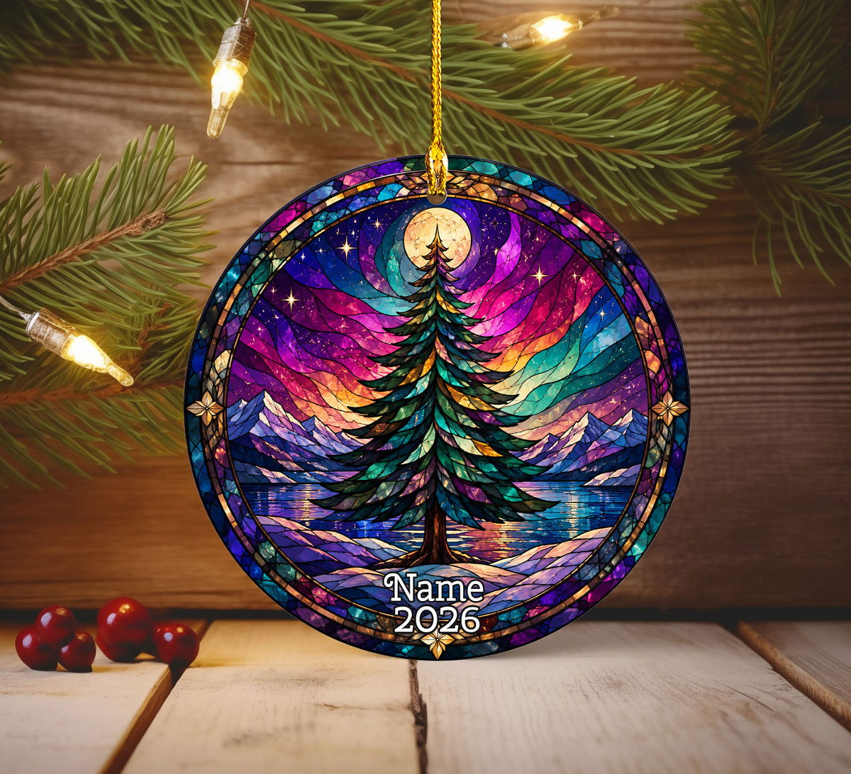 Northern Lights Christmas Tree Ornament 2026, Aurora Winter Landscape Ornament, Holiday Decoration