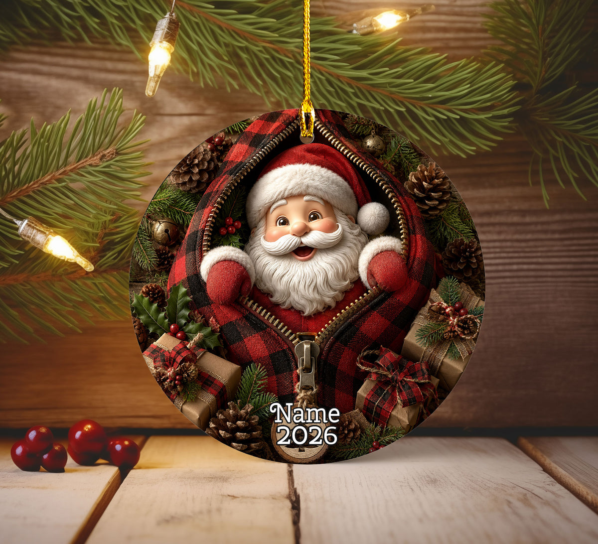 Christmas Ornament 2026 Santa Claus Design, Cute Holiday Tree Decoration, Xmas Keepsake Ornament