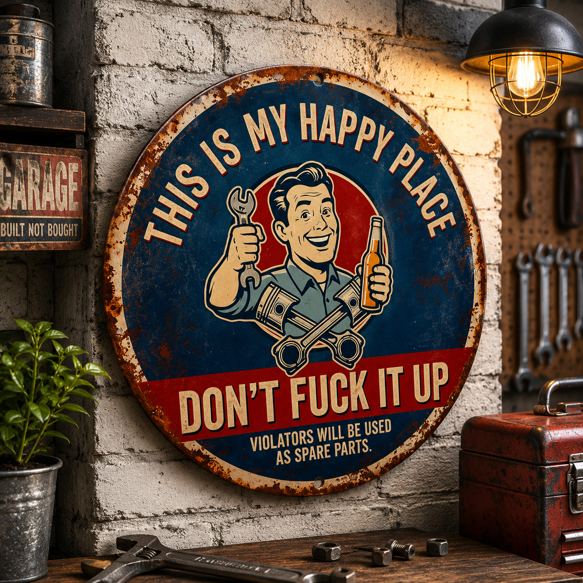 Funny Don't Fuck It Up Garage Metal Sign, Man Cave Workshop, Gift For Husband, Gift For Him