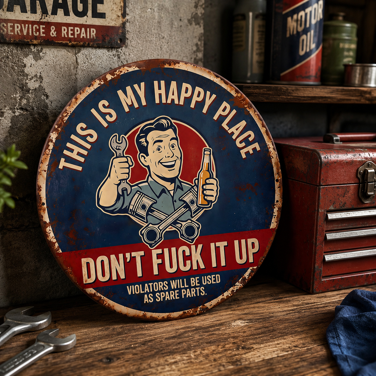 Funny Don't Fuck It Up Garage Metal Sign, Man Cave Workshop, Gift For Husband, Gift For Him