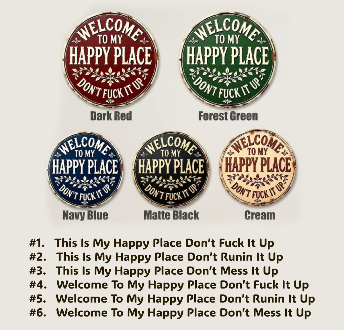 Outdoor Rustic Garden Decor, Welcome to My Happy Place Metal Sign, Vintage Garden Metal Sign For Family