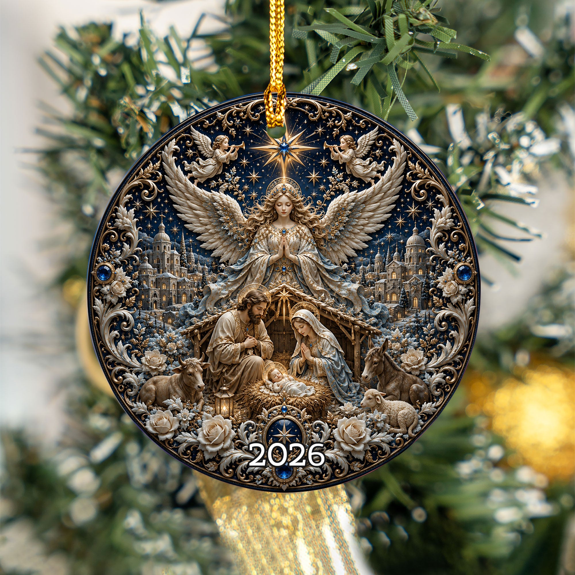 Nativity Scene Christmas Ornament 2026, Holy Family Ornament, Christian Christmas Decor, Religious Tree Ornament