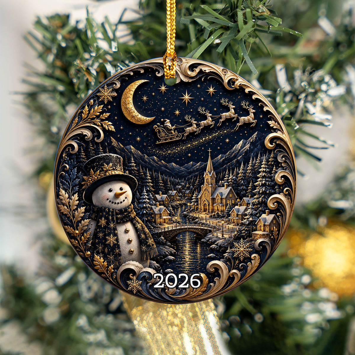 Snowman Christmas Ornament 2026, Cute Snowman Ceramic Ornament, Winter Holiday Tree Decoration