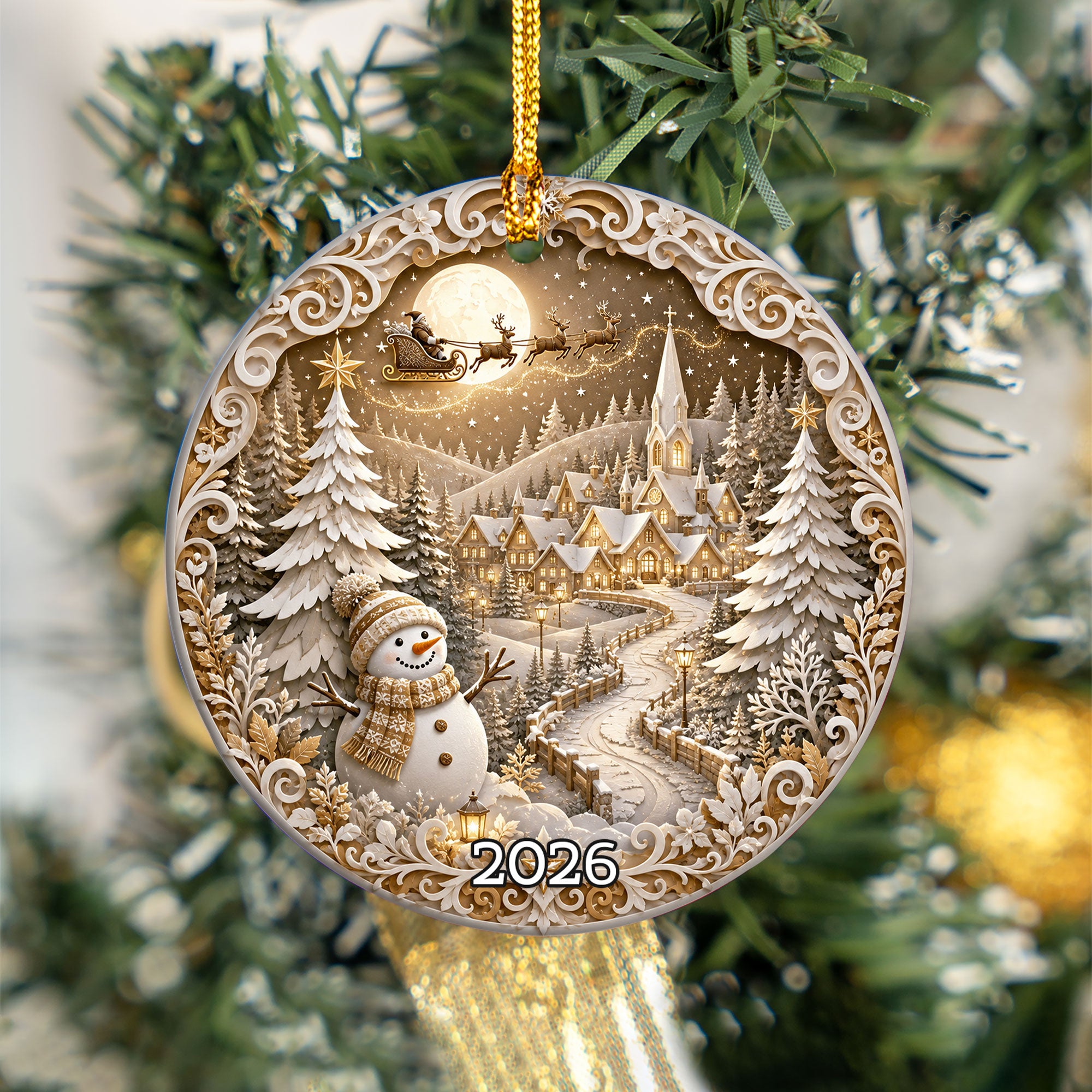 Snowman Keepsake Ornament 2026, Winter Christmas Ceramic Ornament, Holiday Tree Decoration, Festive Family Gift Idea