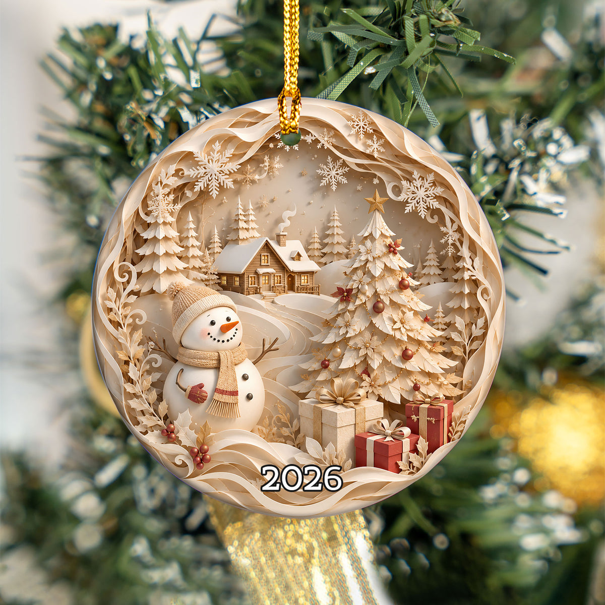 2026 Winter Wonderland Snowman Ornament, Christmas Tree Keepsake, Holiday Decoration, Festive Christmas Gift for Family and Friends