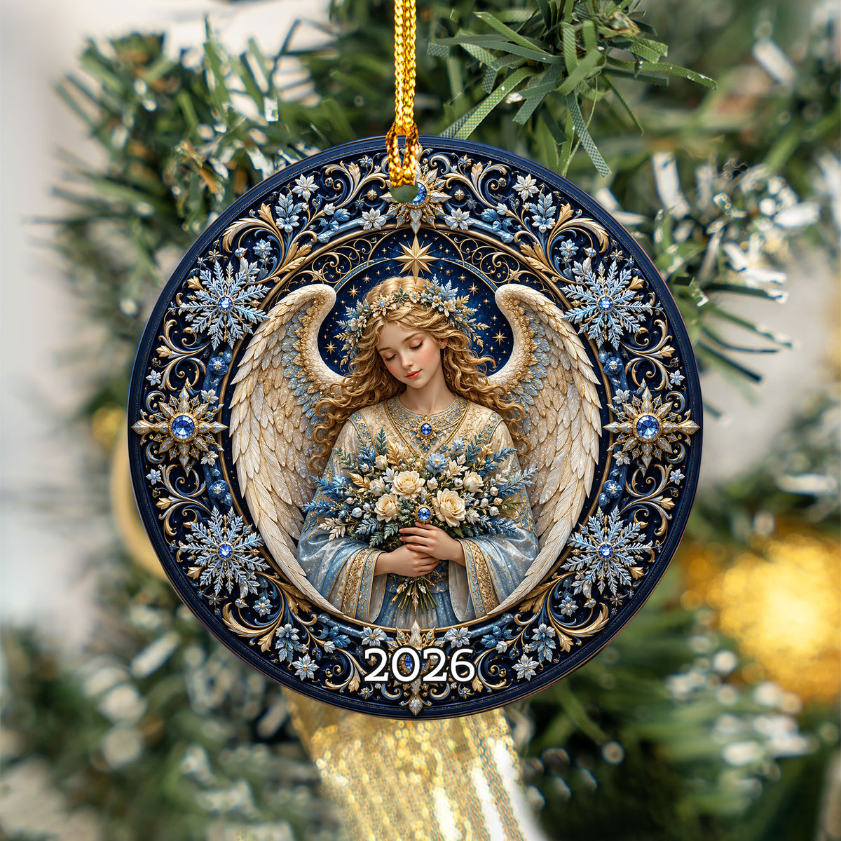 Ceramic Angel Christmas Ornament 2026, Religious Tree Ornament, Holiday Decoration, Guardian Angel Keepsake Gift for Christian Family
