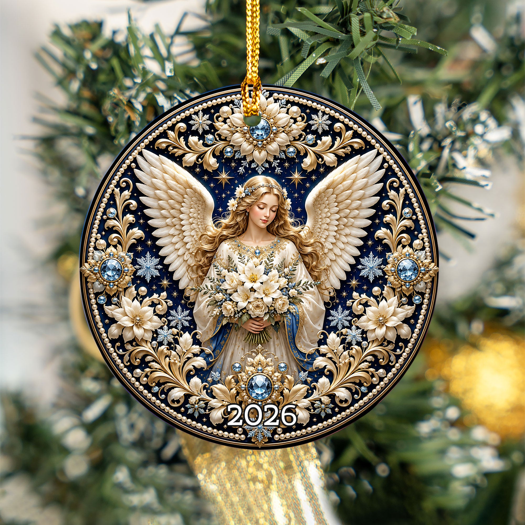 2026 Religious Angel Ornament, Christmas Tree Decoration, Guardian Angel Ceramic Ornament, Holiday Keepsake Gift for Christmas Lovers
