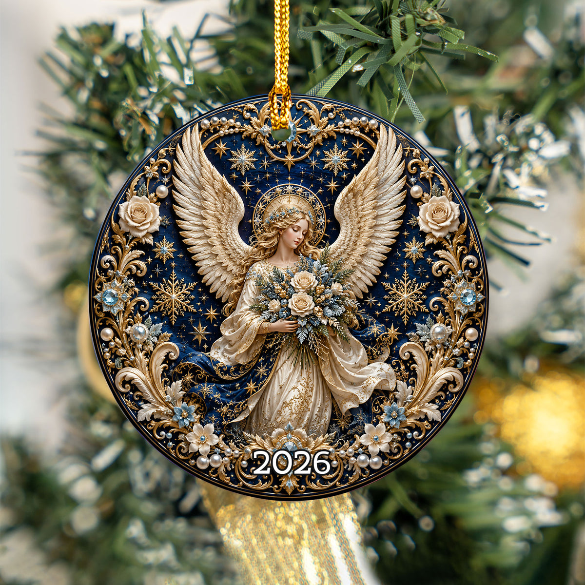Christmas Angel Ornament 2026, Religious Guardian Angel Ceramic Tree Ornament, Holiday Decoration, Christian Christmas Keepsake Gift