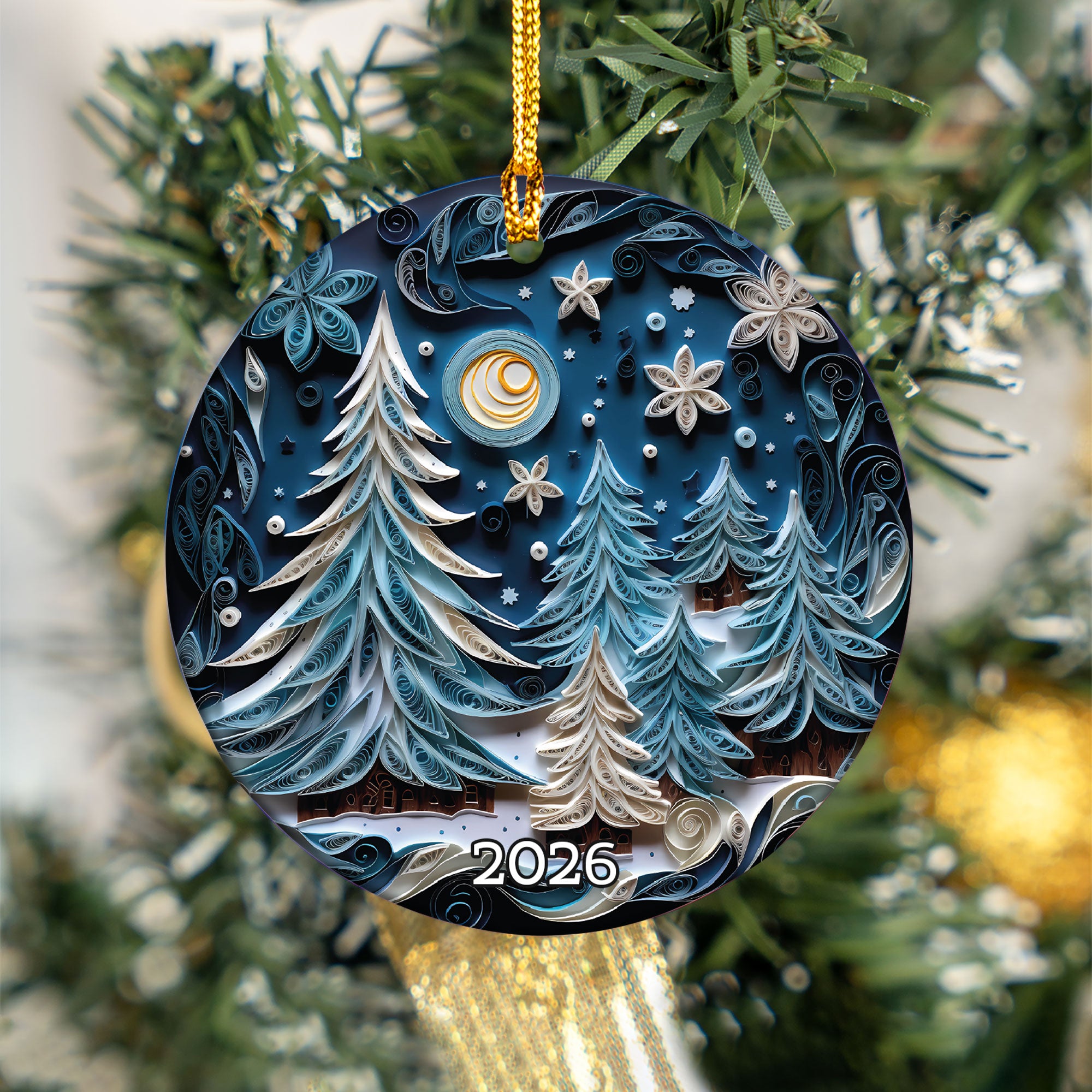Luxury Christmas Tree Ornament 2026, Elegant Ceramic Christmas Ornament, Holiday Tree Decoration, Keepsake Christmas Gift