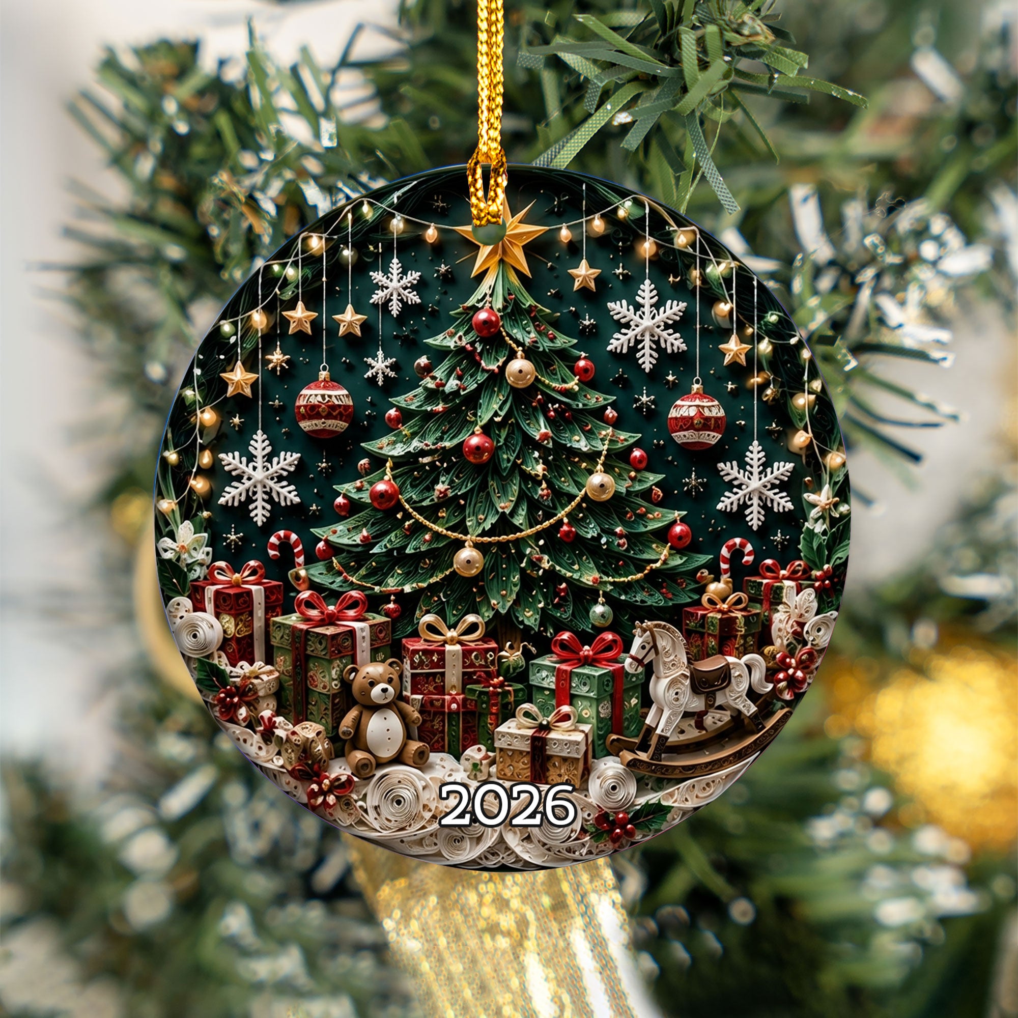 Christmas Tree Keepsake Ornament 2026, Elegant Ceramic Holiday Ornament, Festive Tree Decoration