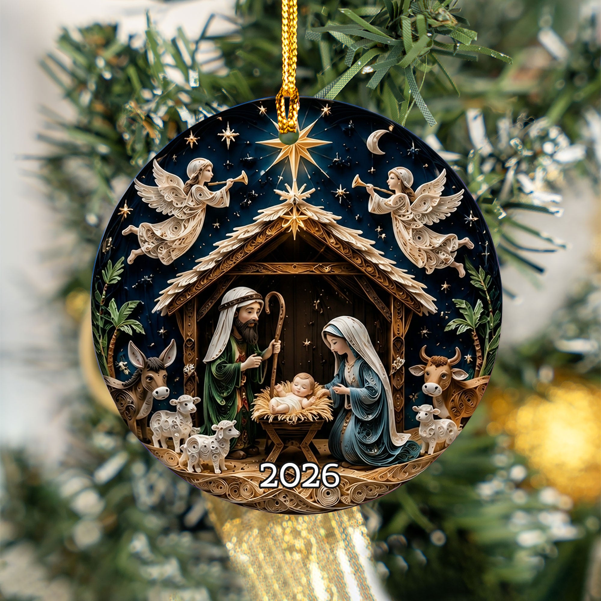 Holy Family Christmas Ornament 2026, Nativity Ornament, Christian Tree Decor, Religious Christmas Gift, Jesus Birth Keepsake Ornament