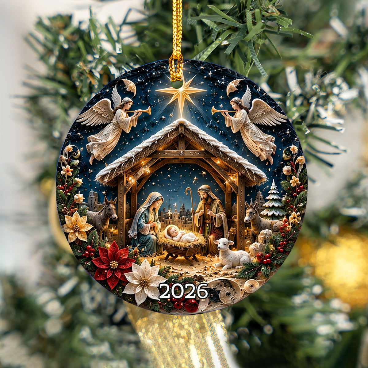 Religious Christmas Ornament 2026, Holy Family Nativity Ornament, Christian Tree Decoration, Christmas Faith Gift