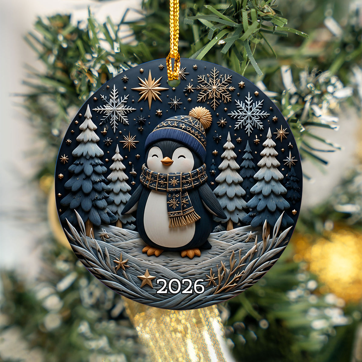 Cute Penguin Christmas Ornament 2026, Winter Penguin Holiday Tree Decoration, Cozy Snow Christmas Keepsake Gift