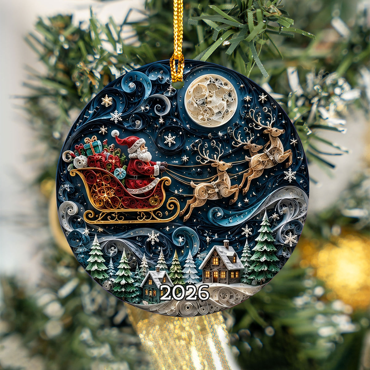 Santa Claus Christmas Ornament 2026, Vintage Santa Ceramic Ornament, Holiday Tree Decoration, Rustic Christmas Keepsake