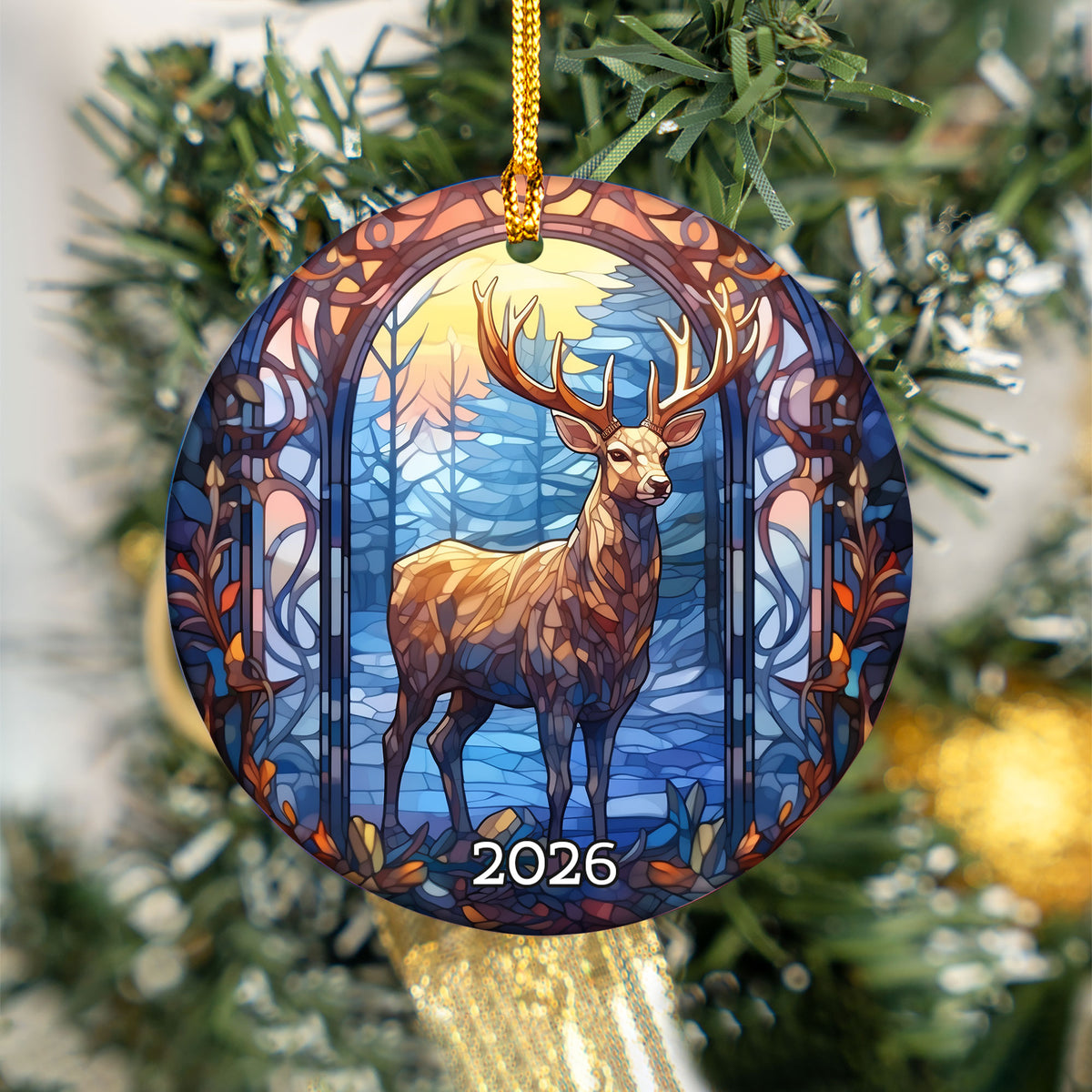 Deer Stained Glass Style Ornament, Christmas Ornament, Christmas Tree Decor, Holiday Ornament, Winter Keepsake, Seasonal Gift