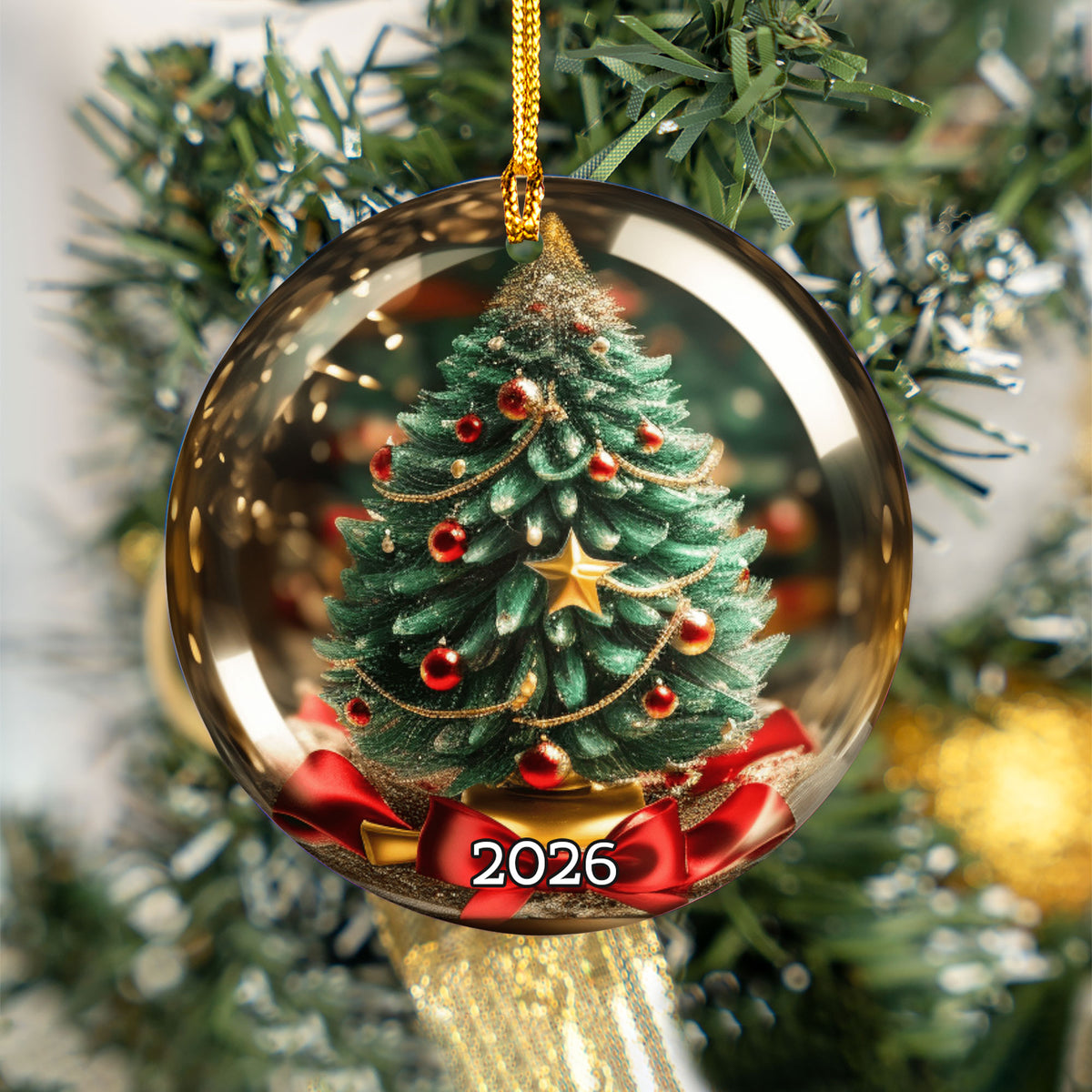 Flat Christmas Tree Ceramic Ornament,  Christmas Ornament With Custom Name & Year, Holiday Decor,