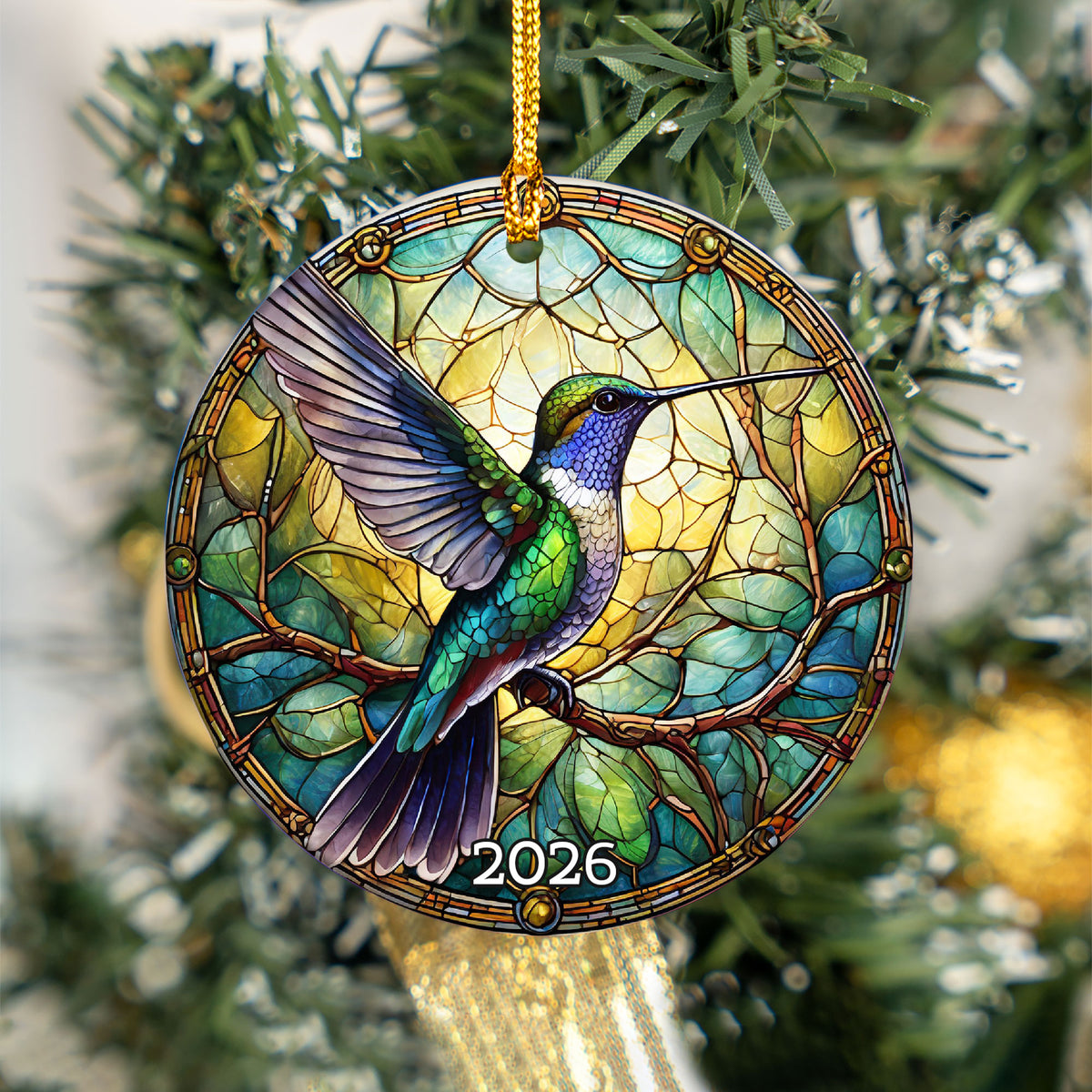 Colorful Hummingbird Stained Glass Ornament 2026, Christmas Ornament, Holiday Tree Decor, Xmas Keepsake