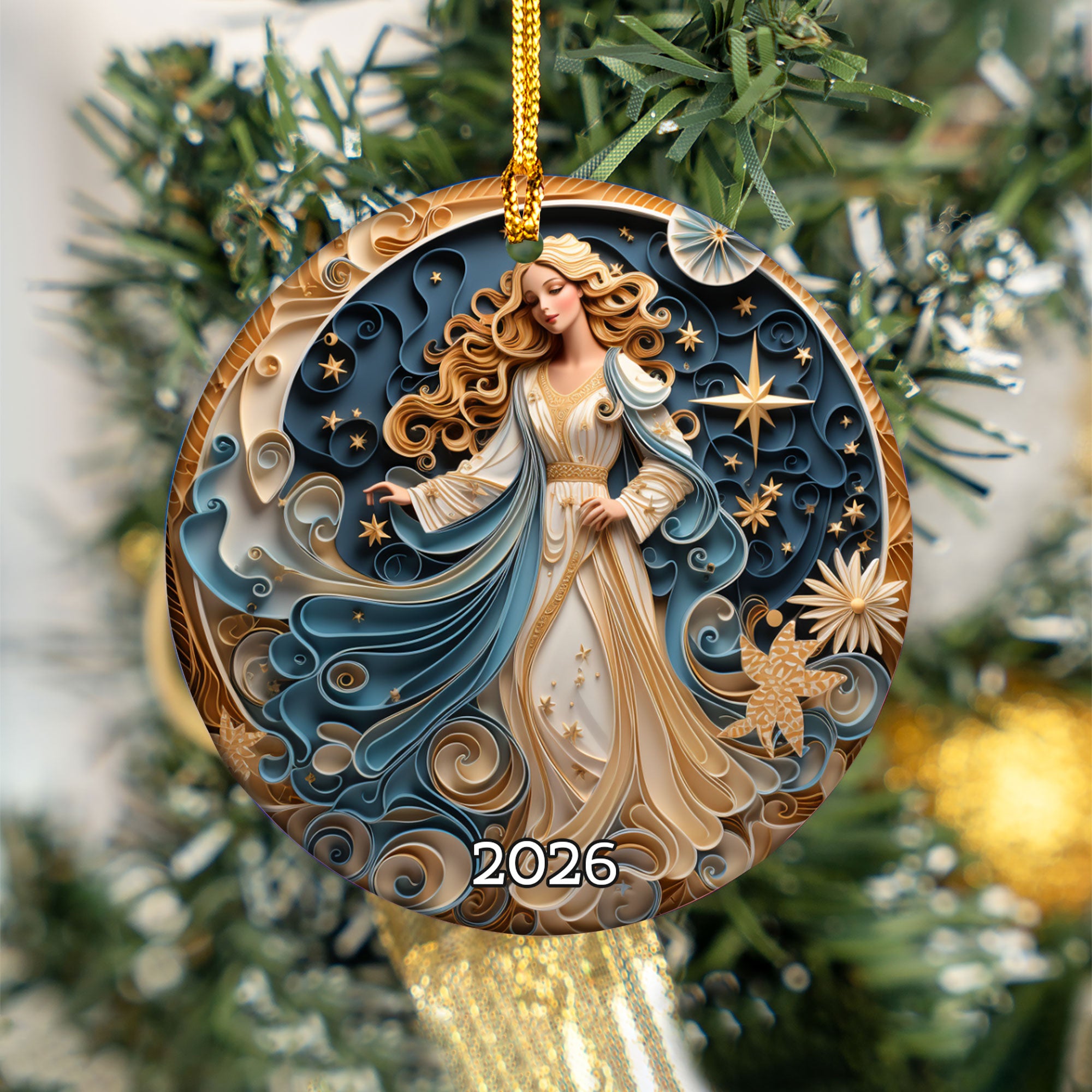 2026 Guardian Angel Ornament, Celestial Angel Keepsake Gift, Christian Holiday Keepsake, Elegant Religious Tree Decor