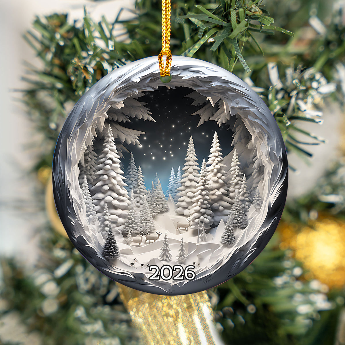 2026 Winter Scene Christmas Tree Ceramic Ornament, Christmas Tree Decor, Holiday Decoration, Christmas Keepsake, Seasonal Home Decor, Christmas Gift