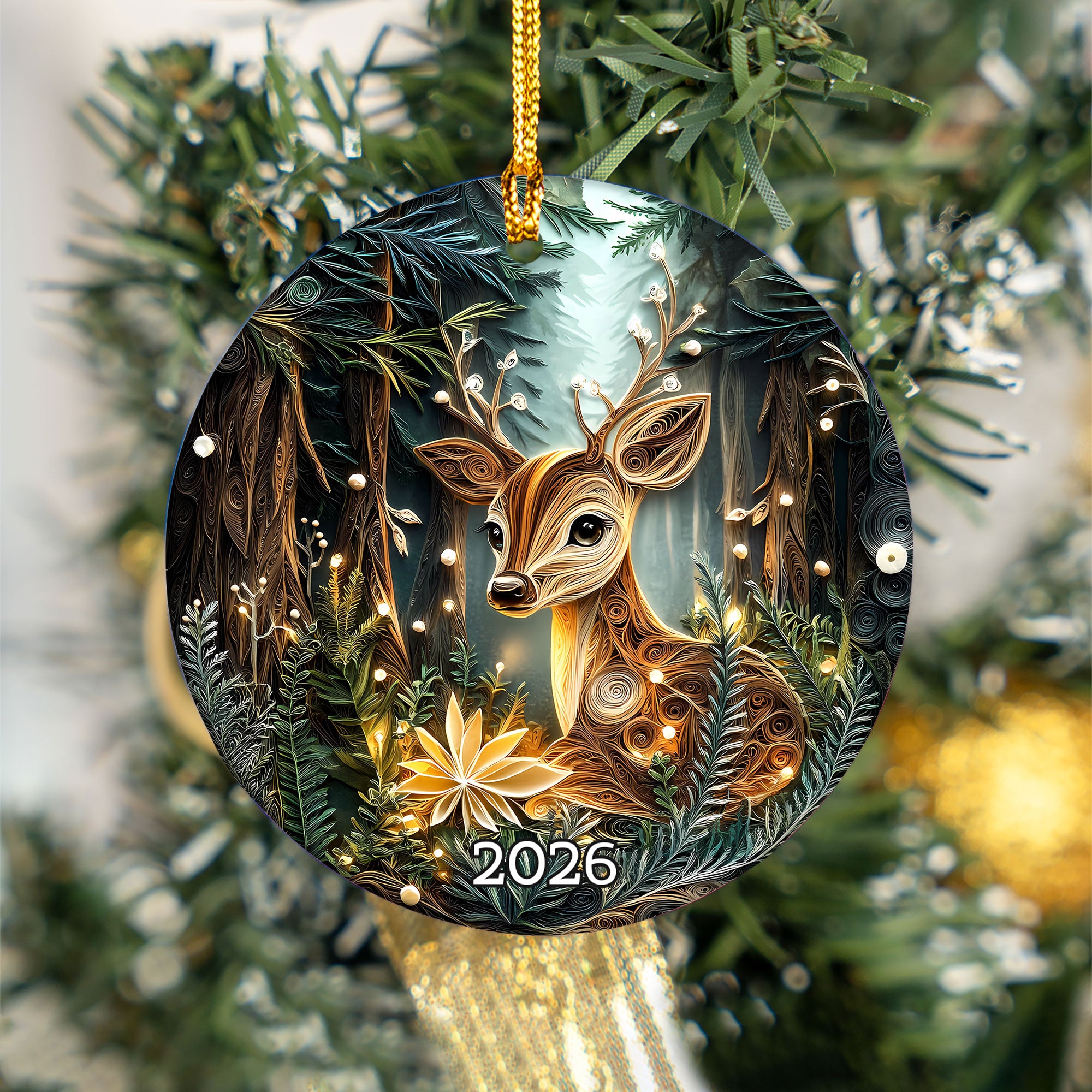 Baby Deer Ornament, Woodland Christmas Tree Ornament, Kids Christmas Gift, Kids' Name Ornament, Child's Name Ornament