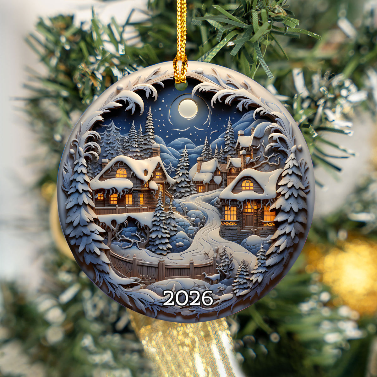 Snowy Mountain Village Ornament 2026, Christmas Ornament, Holiday Tree Decor, Xmas Keepsake, Christmas Gift for Family
