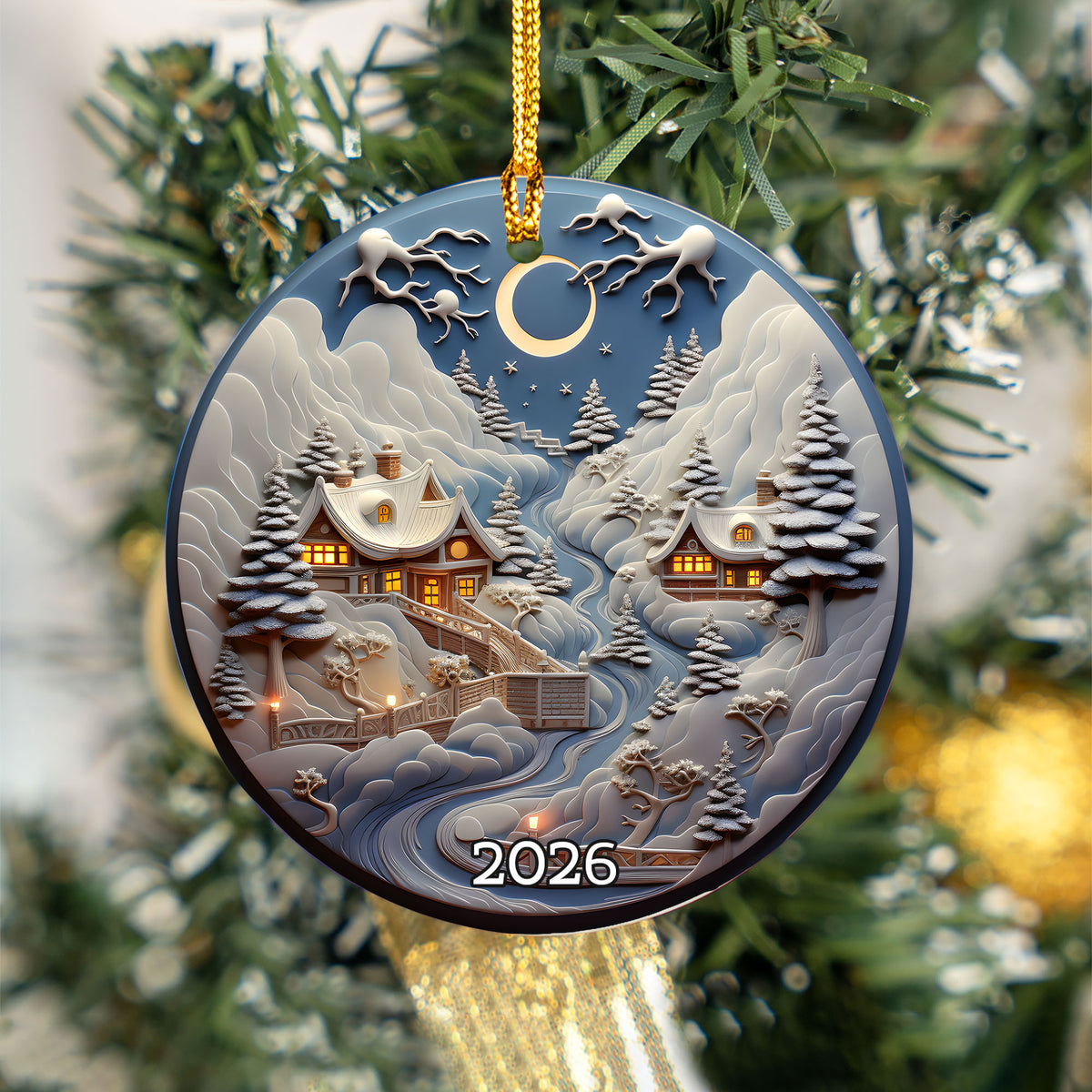 Peaceful Winter Landscape Ornament 2026, Christmas Tree Ornament, Holiday Decoration, Acrylic Keepsake, Xmas Gift, Christmas Decor