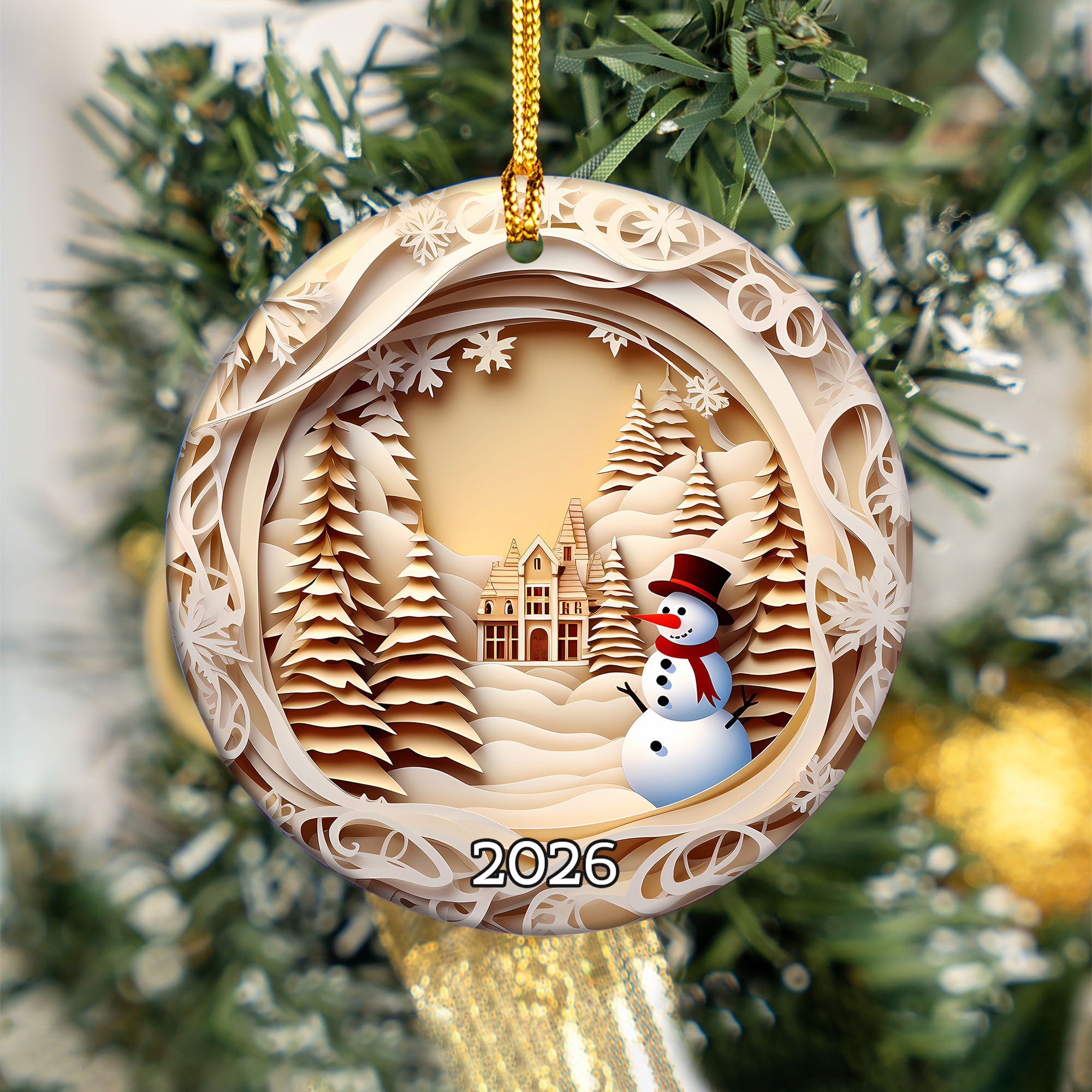 Snowman Winter Village Ornament 2026, Christmas Tree Ornament, Acrylic Christmas Decor, Holiday Keepsake Gift, Xmas Decoration