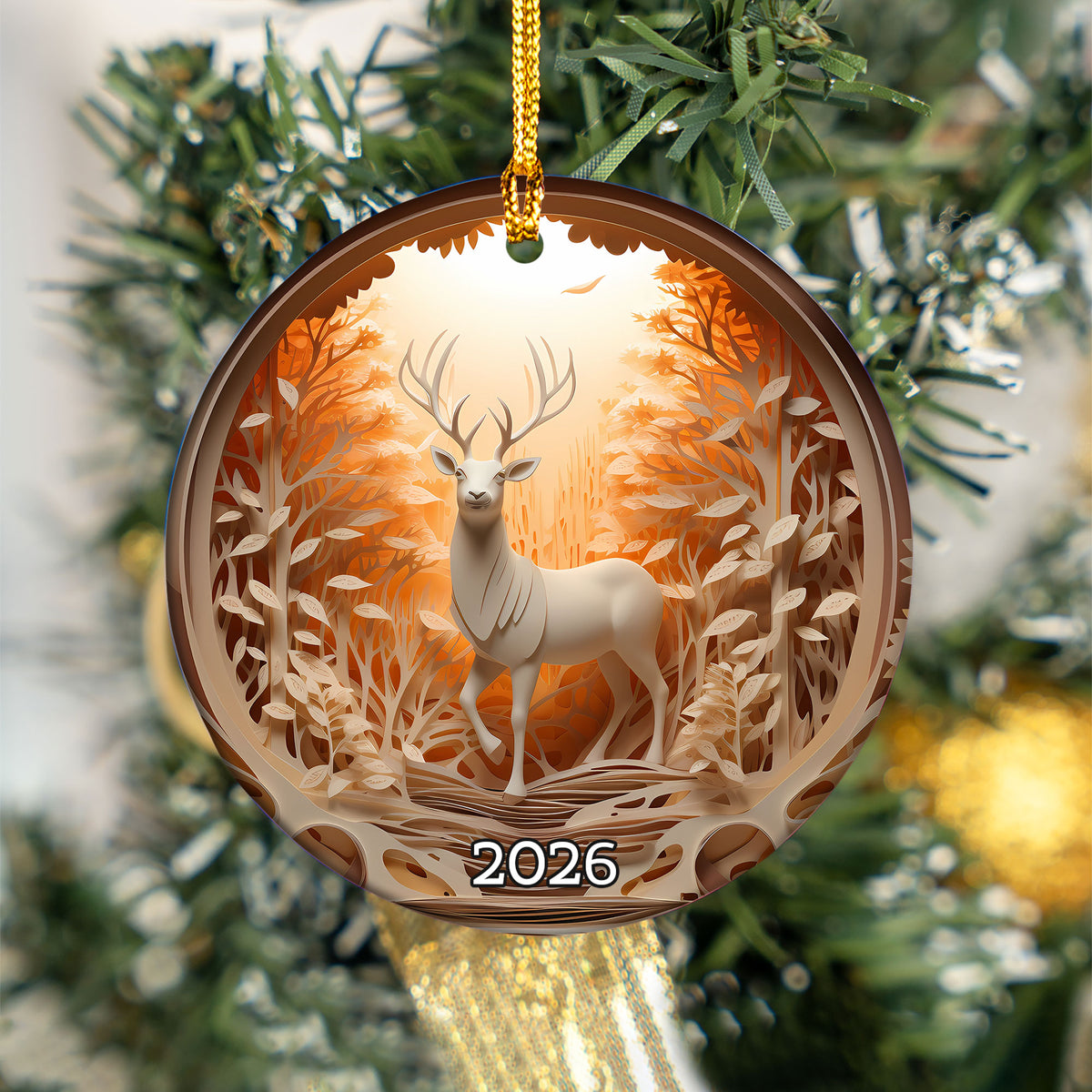Majestic Forest Deer Ornament 2026, Christmas Tree Ornament, Holiday Keepsake Gift, Woodland Christmas Decor, Winter Gift Idea