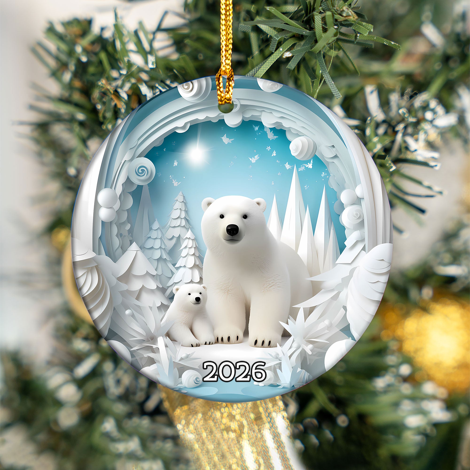 Baby Polar Bear Ornament 2026, Winter Animal Christmas Ornament, Arctic Holiday Decor, Christmas Keepsake