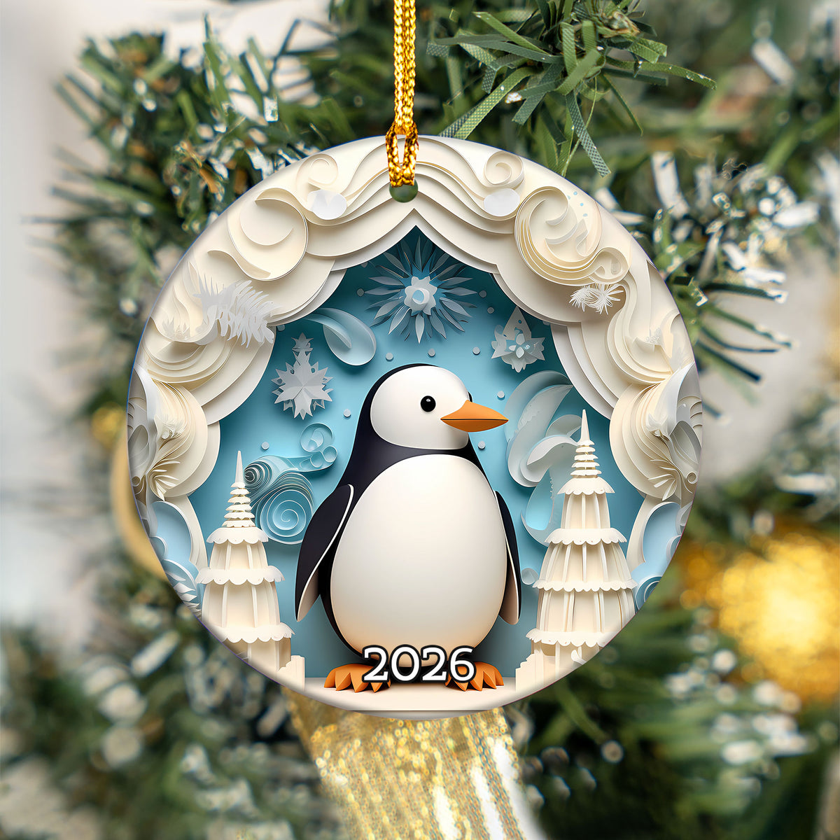 Penguin Christmas Ornament 2026, Winter Wonderland Tree Decoration, Cute Arctic Animal Keepsake