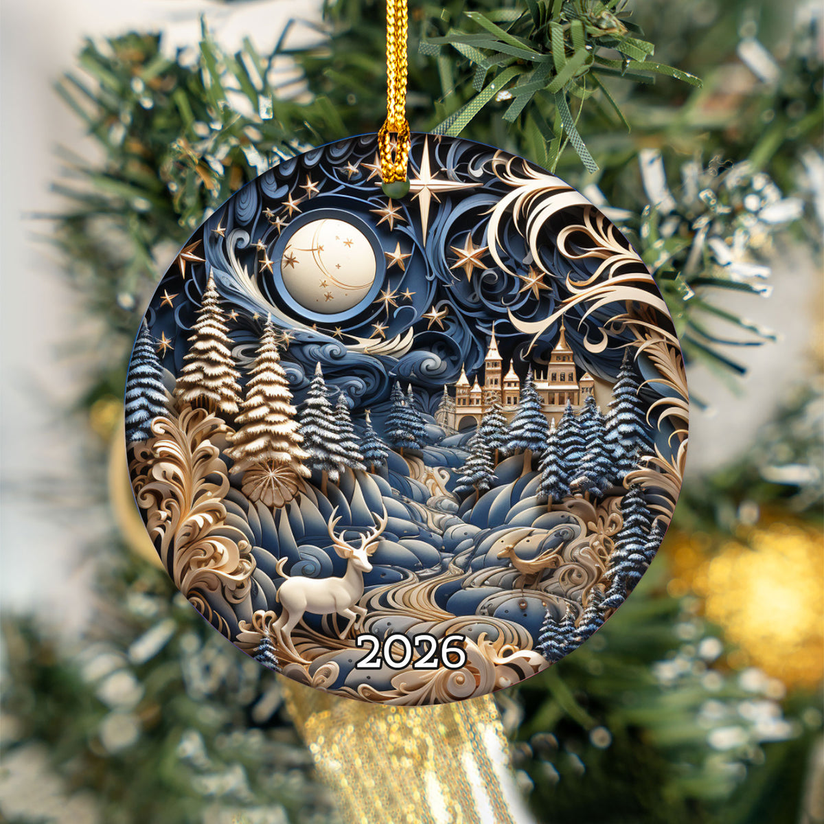 Deer Christmas Ornament 2026, Woodland Deer Ornament, Rustic Christmas Tree Decor, Deer Lover Keepsake Gift