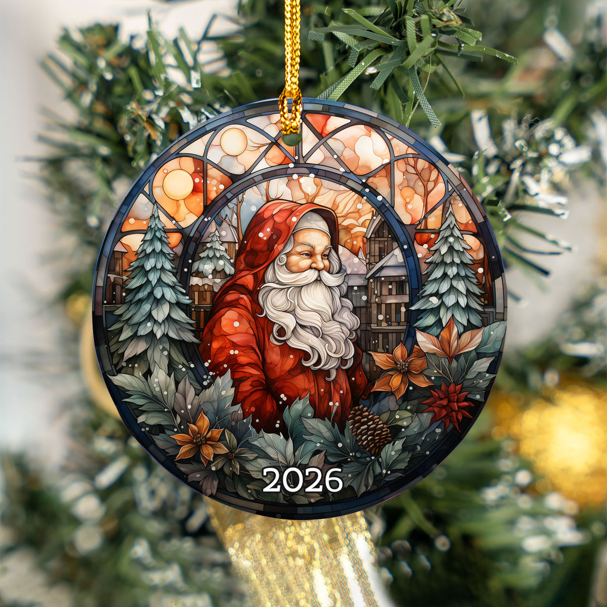 Vintage Santa Christmas Ornament, Santa Claus Holiday Decoration, Tree Hanging Ornament, Christmas Gift, 2026 Keepsake