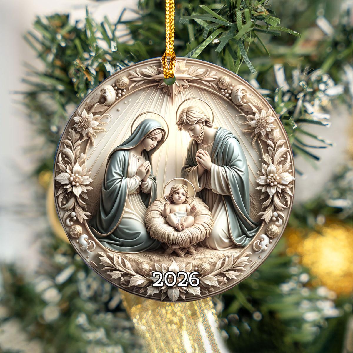 Nativity Scene Christmas Ornament 2026, Holy Family Ornament, Christian Christmas Decor, Religious Tree Ornament, Faith Christmas Gift