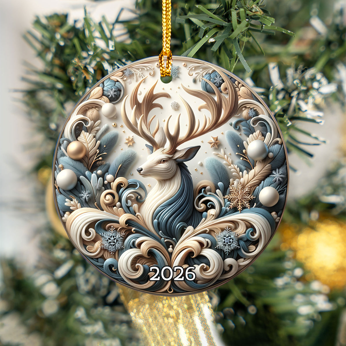 Deer Ornament, Majestic Stag Christmas Ornament, Woodland Christmas Decor, Rustic Holiday Tree Ornament