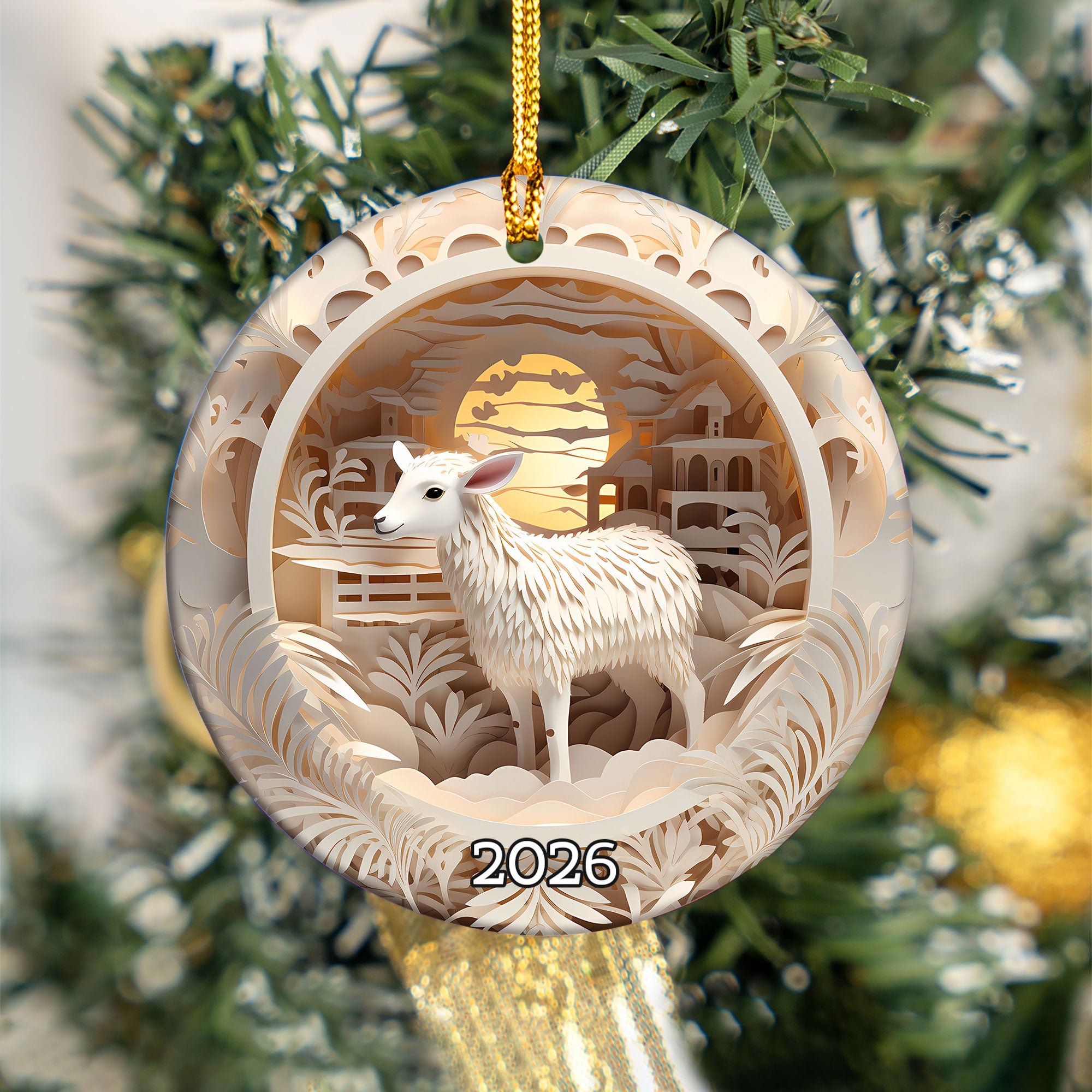 2026 Farm Animal Ornament, Lamb Christmas Tree Ornament, Rustic Holiday Decoration, Farmhouse Keepsake