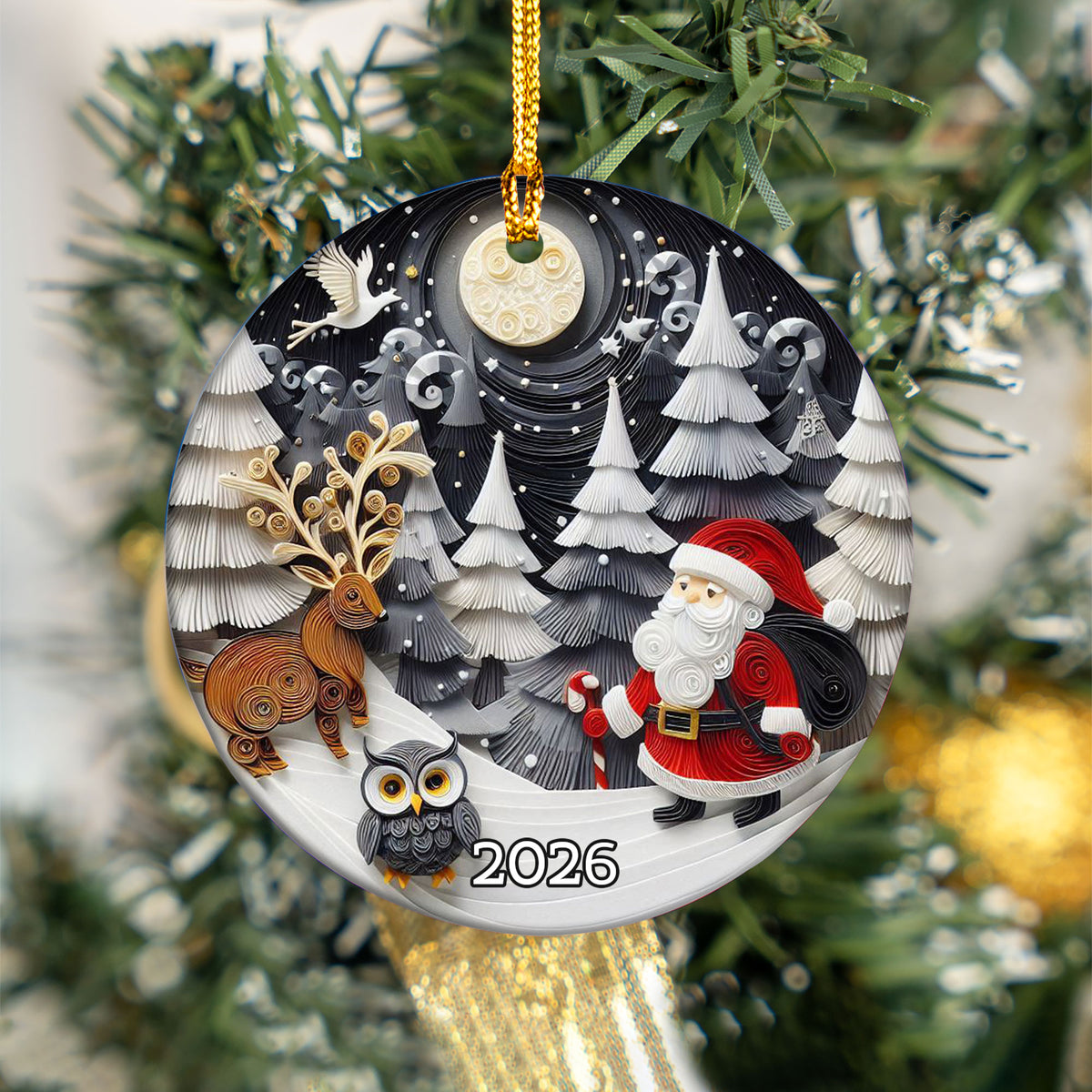 Jolly Santa Ornament 2026, Christmas Tree Decoration, Vintage Holiday Keepsake, Santa Claus Christmas Gift, Holiday Keepsake, Christmas Gift