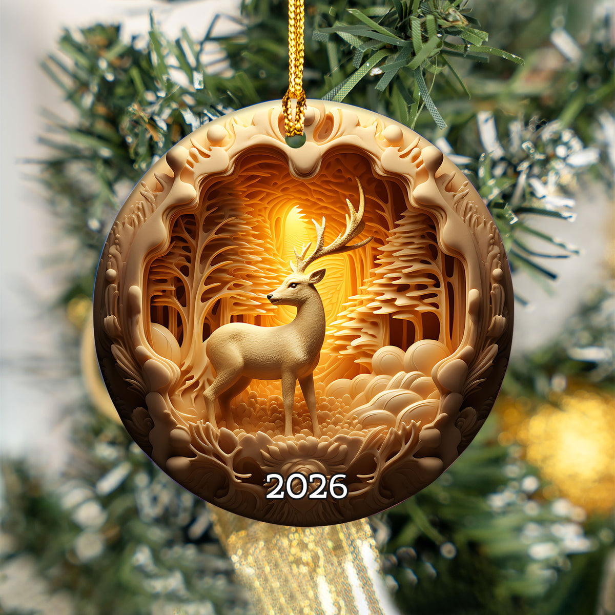 Woodland Deer Keepsake 2026, Christmas Tree Decoration, Holiday Ornament, Winter Christmas Gift, Seasonal Home Decor, Holiday Keepsake Gift