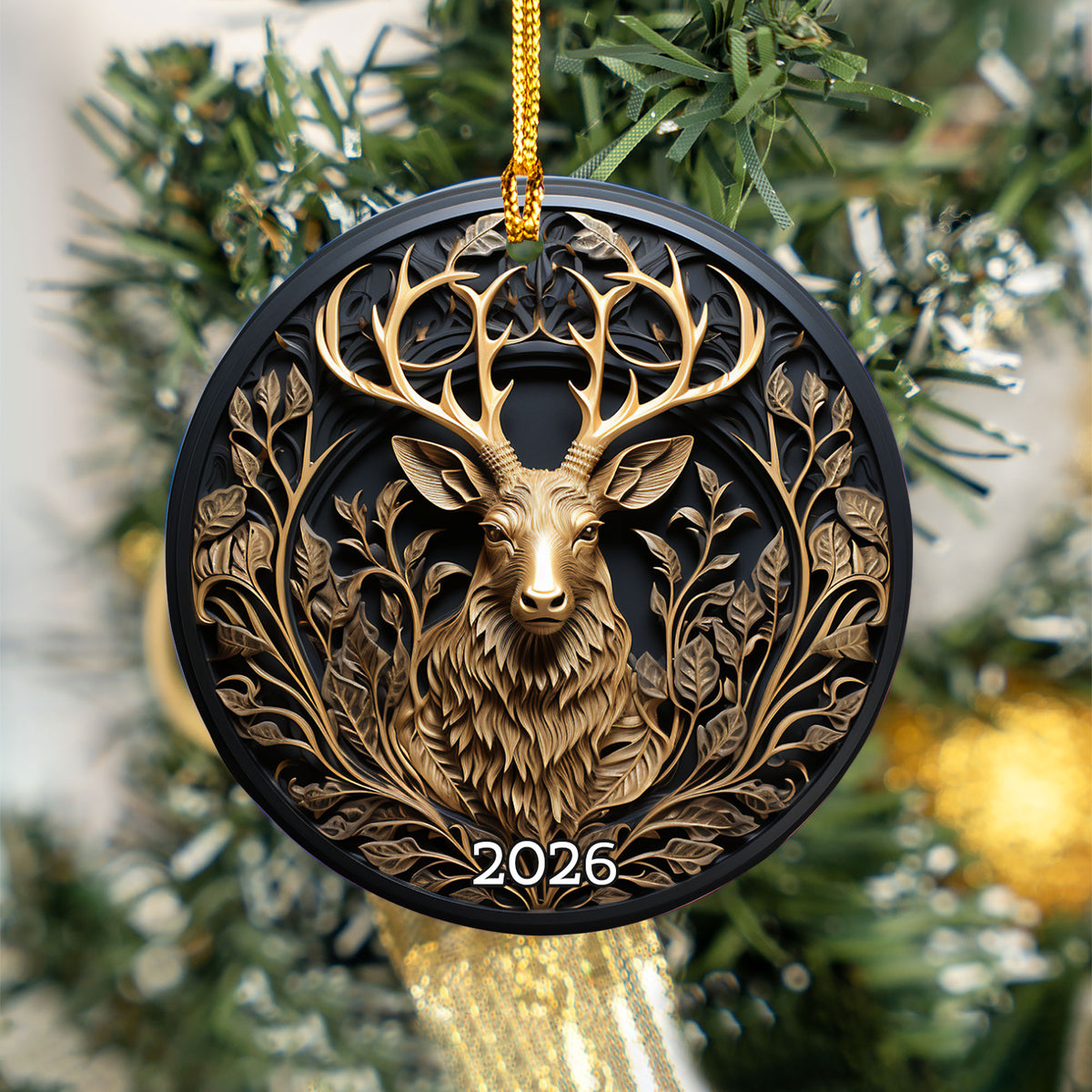 2026 Woodland Deer Christmas Ornament, Forest Animal Ornament, Rustic Christmas Tree Decor, Holiday Keepsake Gift, Winter Nature Ornament