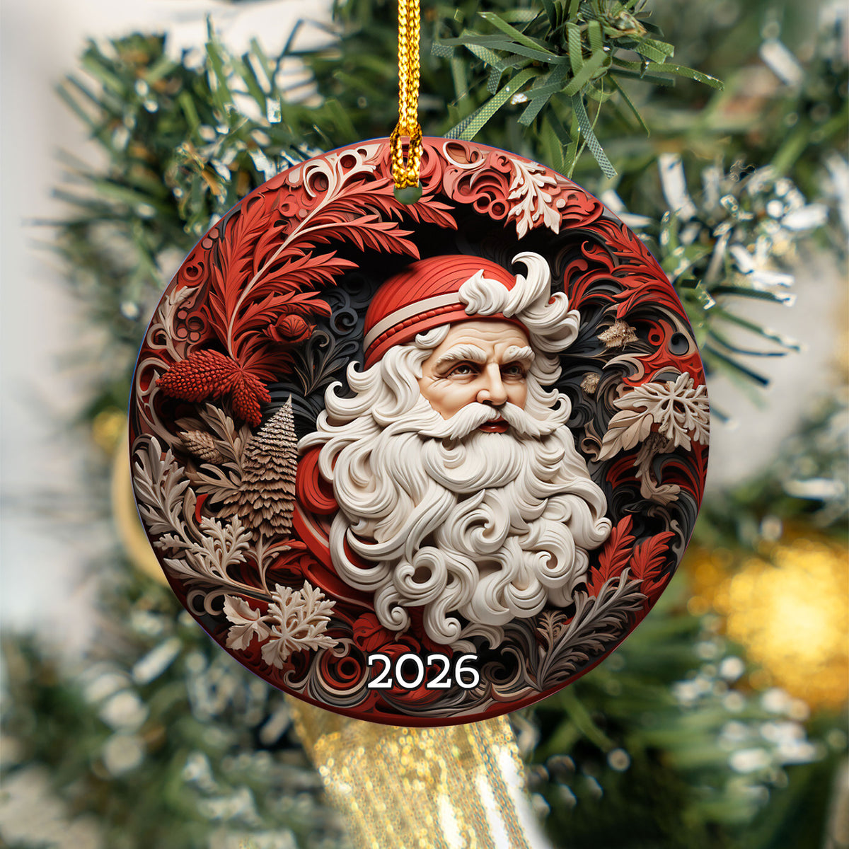 Christmas Ornament 2026, Santa Claus Ornament, Holiday Keepsake Gift, Xmas Tree Decoration, Christmas Decor, Winter Decor