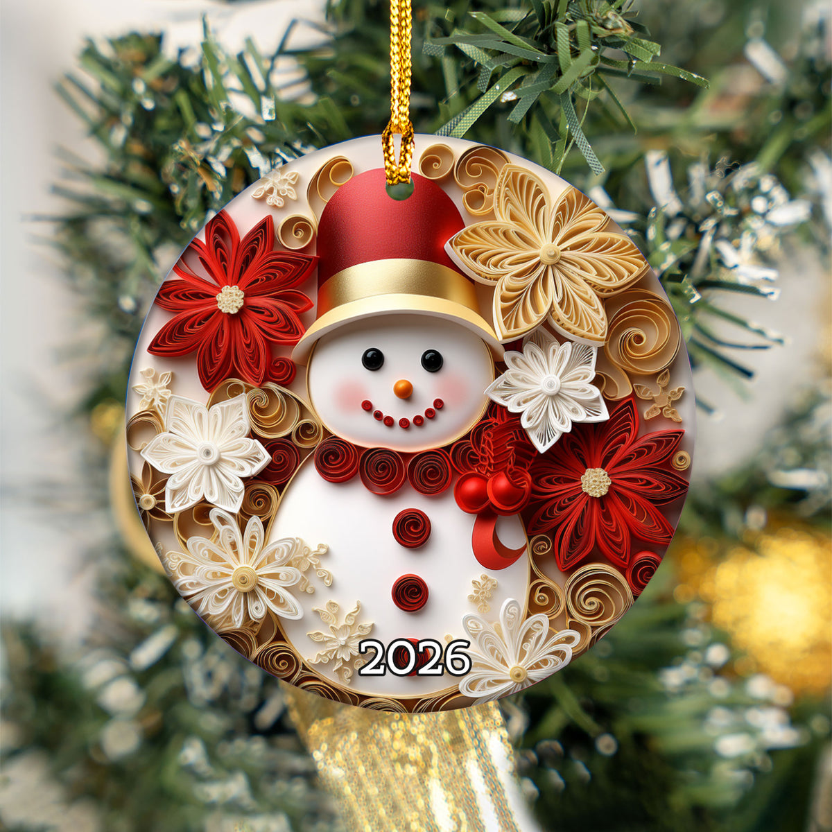 Christmas Ornament 2026, Festive Snowman Ornament, Christmas Decor, Holiday Keepsake, Xmas Gift, Tree Decoration