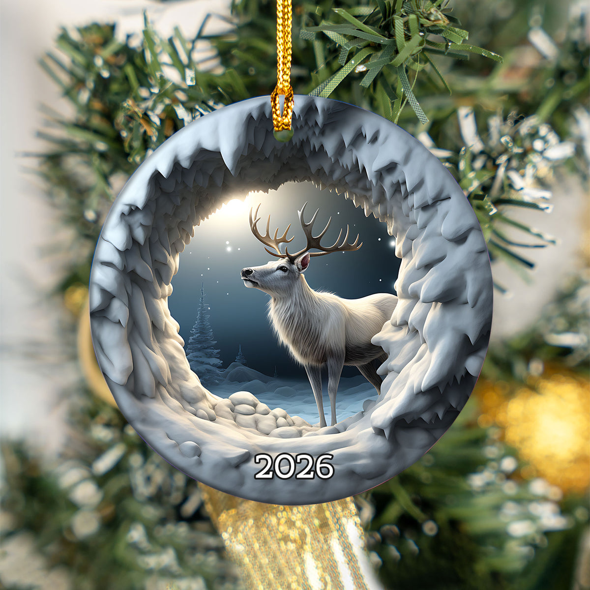Nature Inspired Christmas Ornament 2026, Layered Deer Forest Ornament, Winter Woodland Keepsake, Holiday Keepsake Ornament