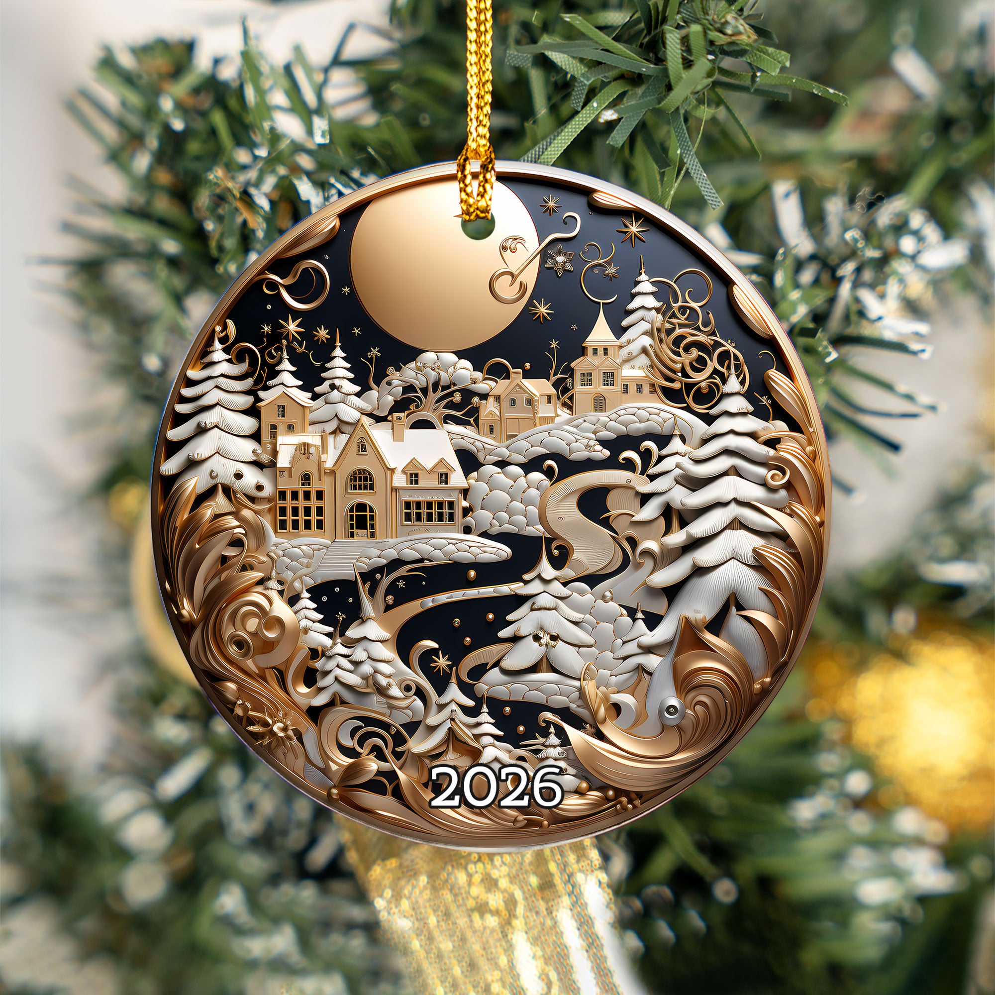 Peaceful Winter Landscape Ornament 2026, Christmas Tree Ornament, Holiday Decoration, Ceramic Keepsake