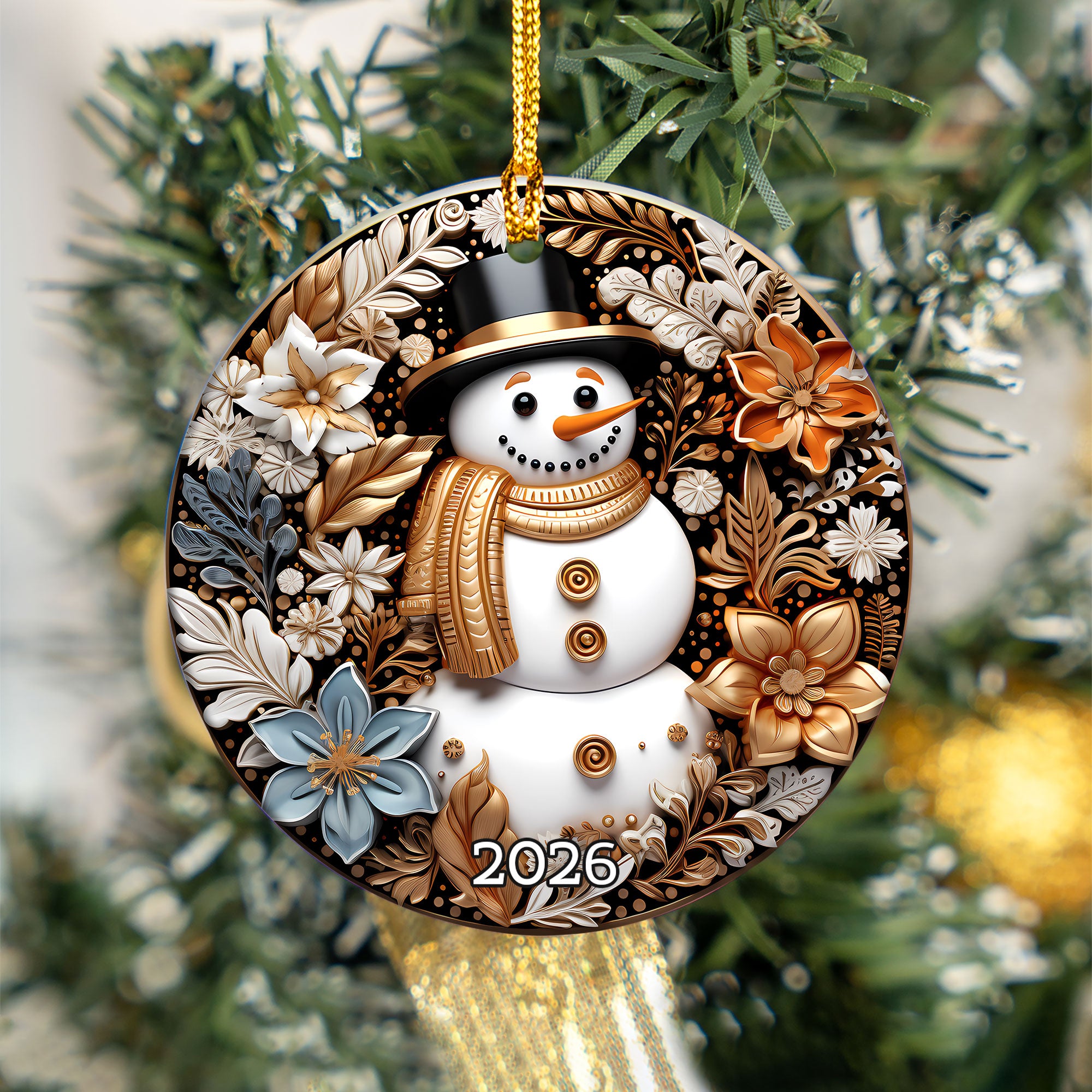 Winter Wonderland Snowman Ornament, Christmas Tree Keepsake, Holiday Decoration