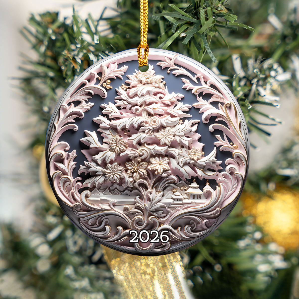Christmas Tree Ornament 2026, Elegant Christmas Tree Ceramic Ornament, Holiday Tree Decoration