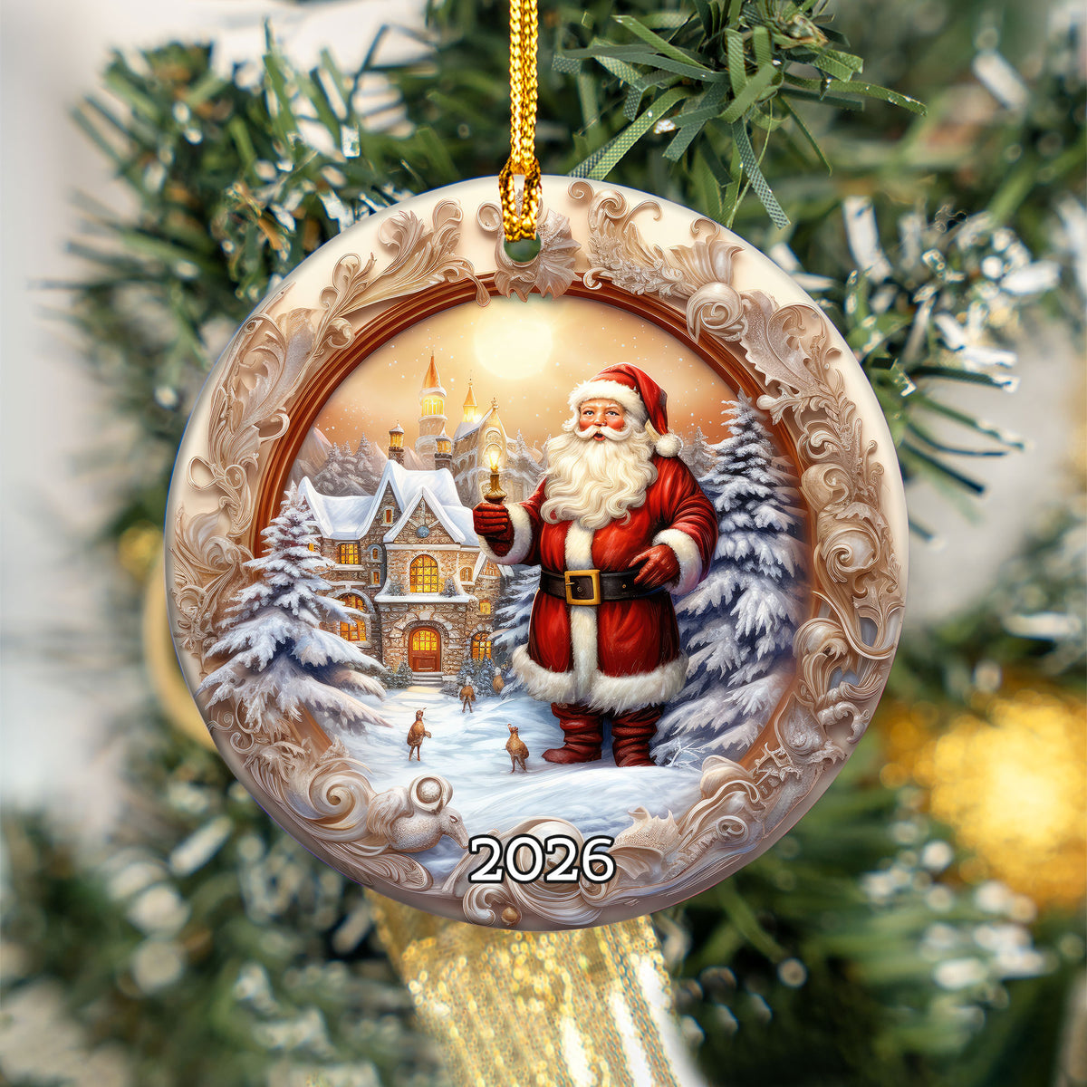 Santa Claus Christmas Ornament 2026, Vintage Santa Keepsake Ornament, Christmas Tree Decoration, Holiday Gift For Family