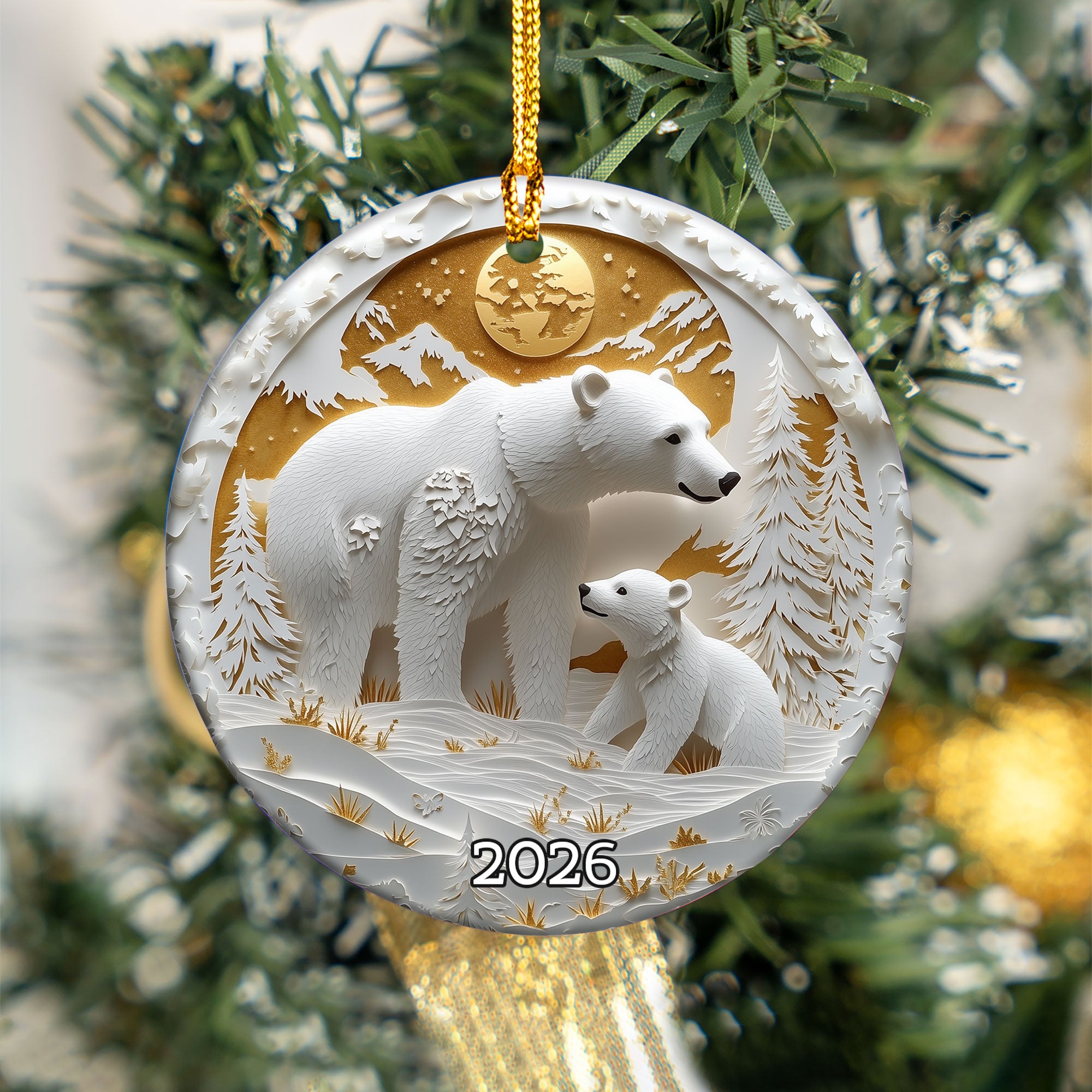 Polar Bear Christmas Ornament 2026, Arctic Bear Ornament, Winter Wildlife Tree Decor, Holiday Keepsake