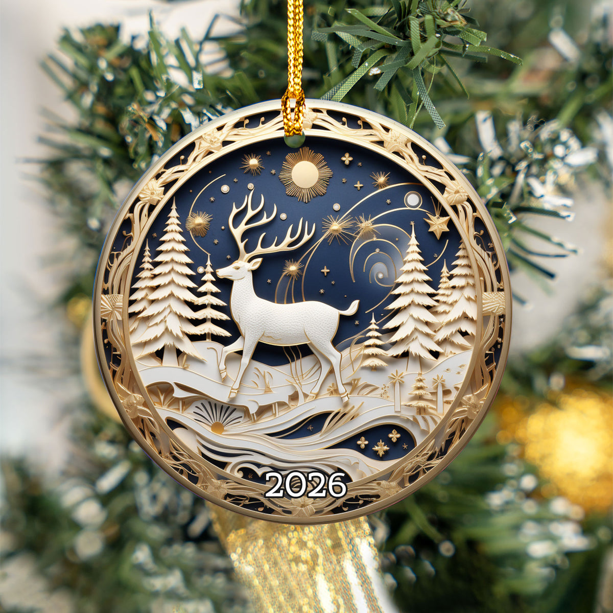 Deer Ornament, Majestic Stag Christmas Ornament, Woodland Christmas Decor, Rustic Holiday Tree Ornament
