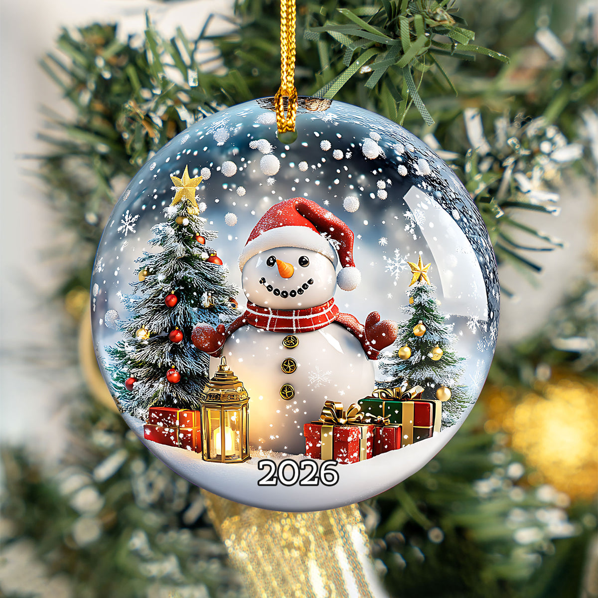 Christmas Snowman Ornament 2026, Cute Winter Ceramic Ornament, Holiday Tree Decoration, Christmas Keepsake Gift for Friends and Family