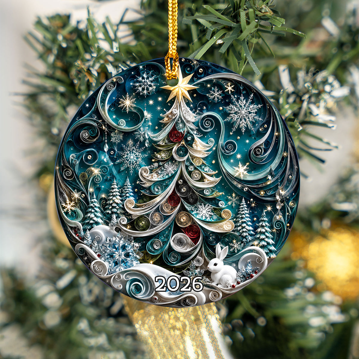 Christmas Tree Ornament 2026, Blue Winter Ornament, Holiday Christmas Decor, Xmas Tree Decoration